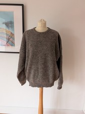 HIGHLAND GLEN Brown Marl Shetland 100% Pure New Wool Ribbed Knit Jumper UK L