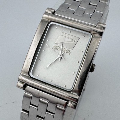 VTG Sweda USPS Quartz Watch Unisex Silver Rectangle Japan Movt New Battery 7.25''