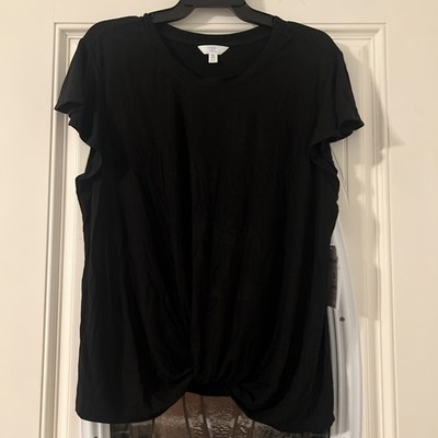 Time And Tru Black Flutter Twist Top Short Sleeve Shirt Size 2xL  New