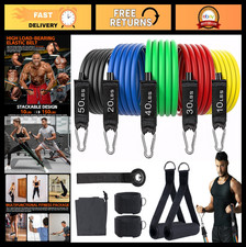 Heavy Duty Resistance Bands Set 150lbs - 11 Piece Elastic Tube Kit for Home Gym,
