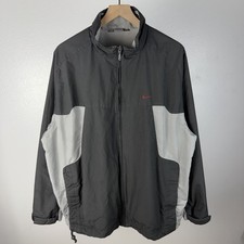 Vintage Nike Jacket Black Gray Full Zip Windbreaker Lined Colorblock Y2K Size XL