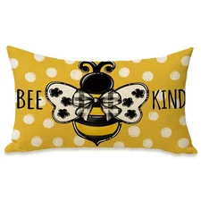 Fahrendom Spring Honey Bee Kind Lumbar Decorative Rectangle Pillow