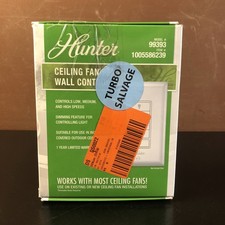 Hunter Universal Damp Rated Ceiling Fan Wall Remote Control White Model 99393