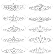 10Pcs Tiaras for Women Girls Sparkling Rhinestone Princess Tiara Headband Cro...