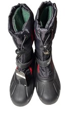 Sorel Youth Flurry Snow Boots Black Red NY1965-015 Waterproof Size 7 NWT