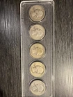 Assorted Lot of 5 Silver Washington Quarters 90% SILVER 1934-1937 FV $1.25