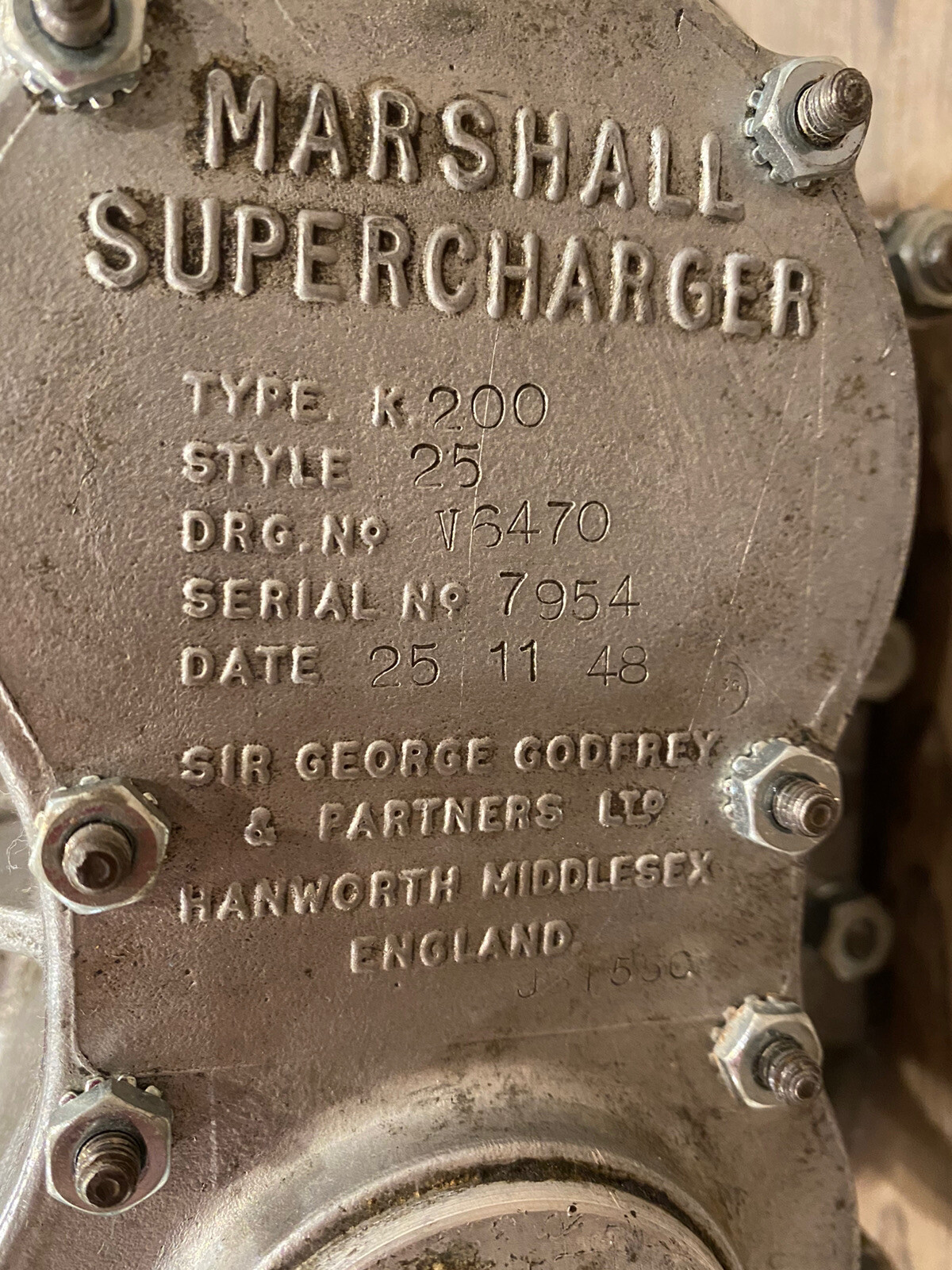 1948 Marshall K200 Supercharger Jaguar, Allard J1, Bugatti Type 57s