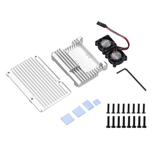 Metal Armor Case Shell Box W/ Dual Fan Heatsink For Raspberry Pi 4 Model B 4B G - Photo 17/18