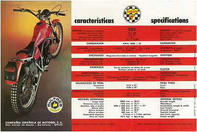 BULTACO Brochure Sherpa T 250 1978 1979 & 1980 model 198 Sales