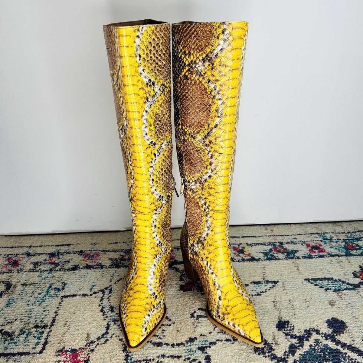 Sam Edelman Lindsey Leather Boots 8.5M Yellow Snakeskin Sam Edelman Lindsey Leather Boots 8.5M Yellow Snakeskin