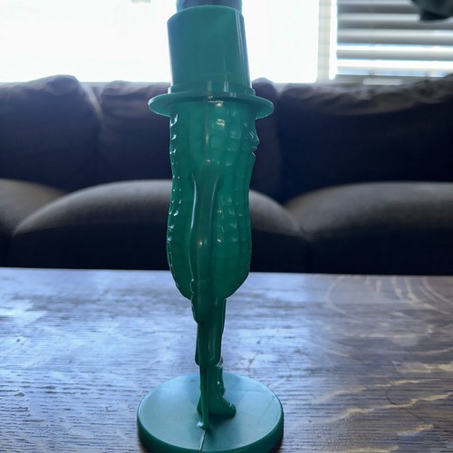 Portamonete vintage 8 1/4" alto Mr. Peanut verde plastica da collezione - Foto 5 di 7