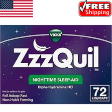 Vicks ZzzQuil Nighttime Sleep Aid LiquiCaps, Diphenhydramine HCI 25 mg, 72 Ct .