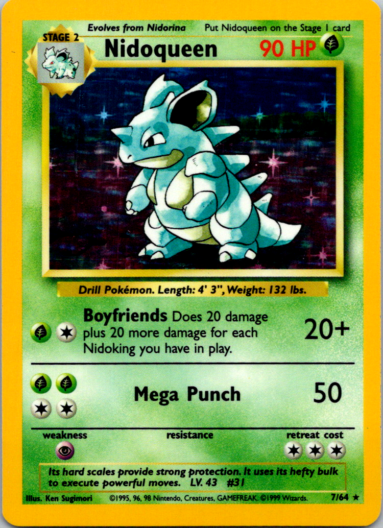 ERROR NIDOQUEEN 7/64 Jungle Unlimited Holo Rare No Symbol