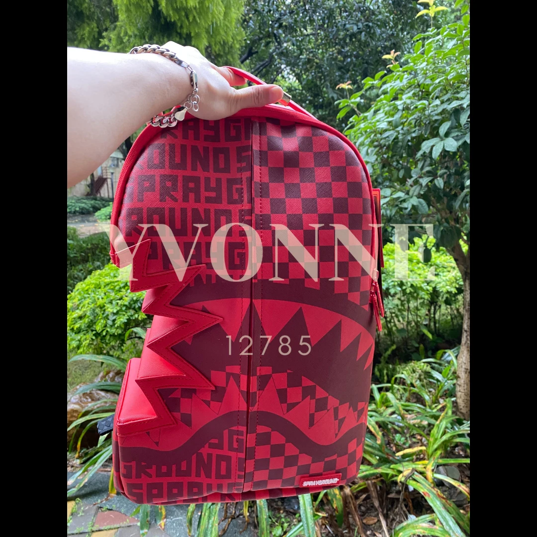 louis vuitton red sprayground backpack