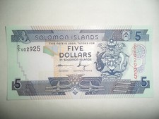 2008 SOLOMON ISLANDS 5 DOLLAR BANKNOTE FDS