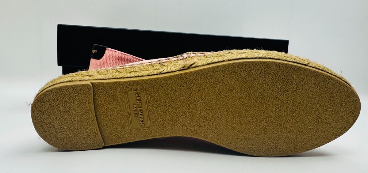SAINT LAURENT Embroidered Espadrilles Canvas Eros Pink Size