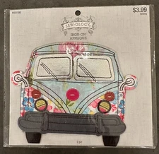 SEWOLOGY Iron-on Fabric Applique Patch - Camper Bus With Embellishments