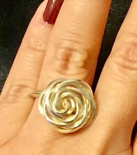 Large Rose Flower Ring Solid Sterling Silver 925 Square Wire Wrapped ANY SIZE