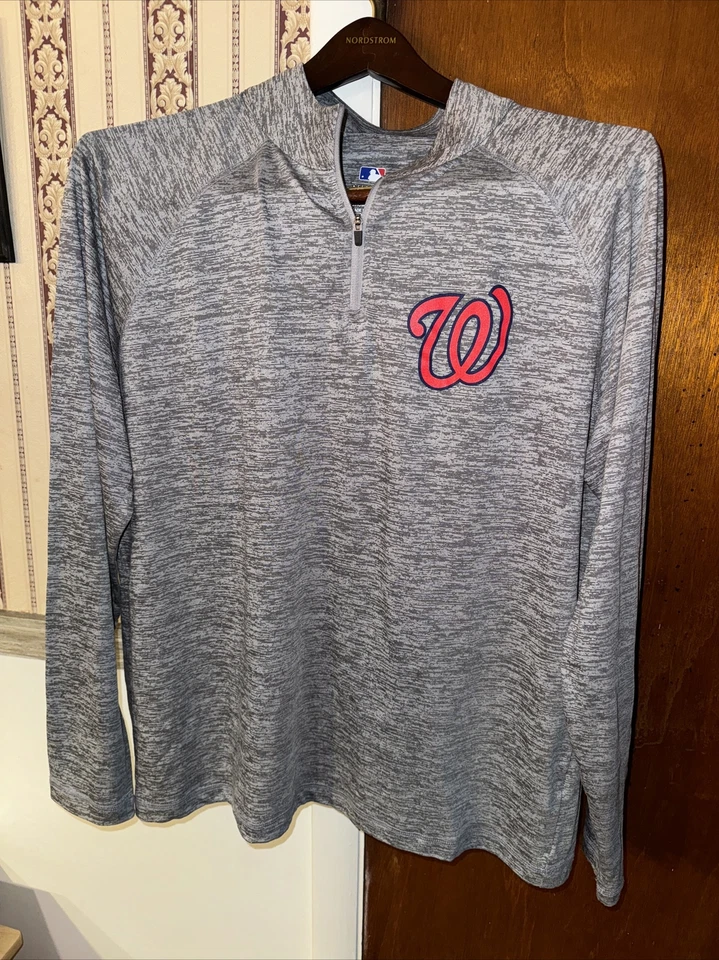 Top pulóver Majestic de los Washington Nationals media cremallera para hombre talla XL Foto 4 de 4
