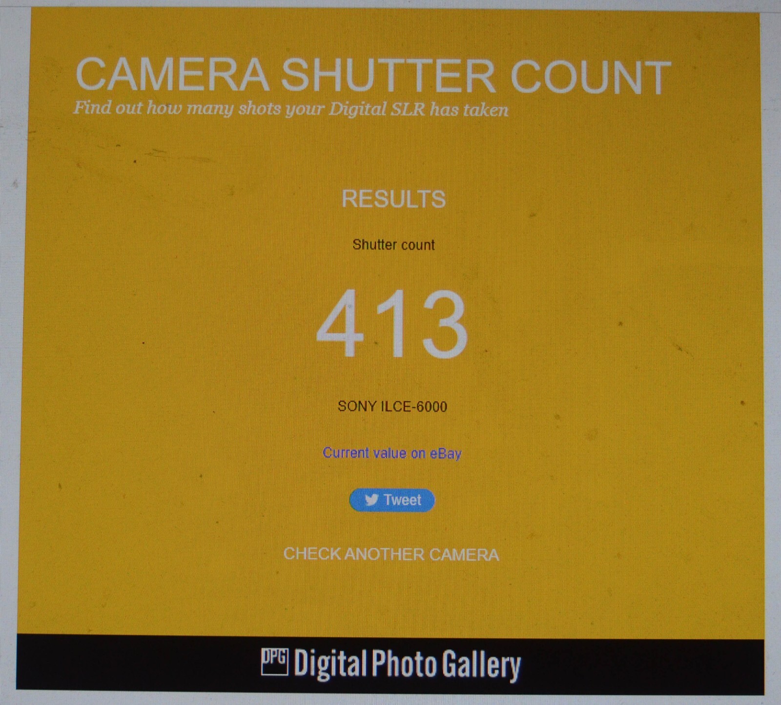 Sony A6000 Mirrorless Camera 24.3MP body only Shutter Count 413 (2797A