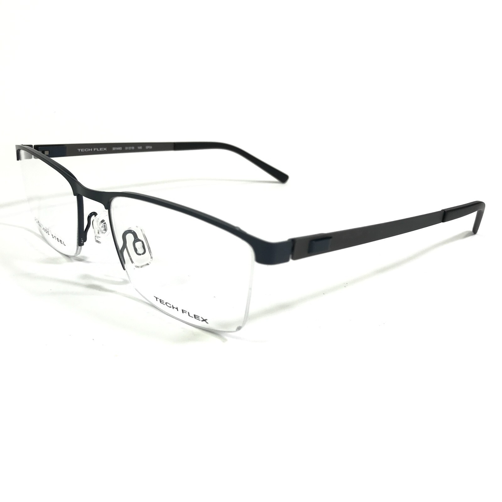 Оправа для очков Tech Flex 30144S Серо-голубая прямоугольная полуободковая 51-18-145