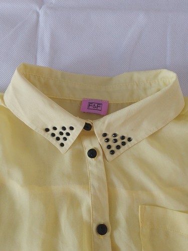 Girls Blouse F&F Age 11-12 Years Sleeveless Studded Collar Yellow 10918 - Picture 4 of 11