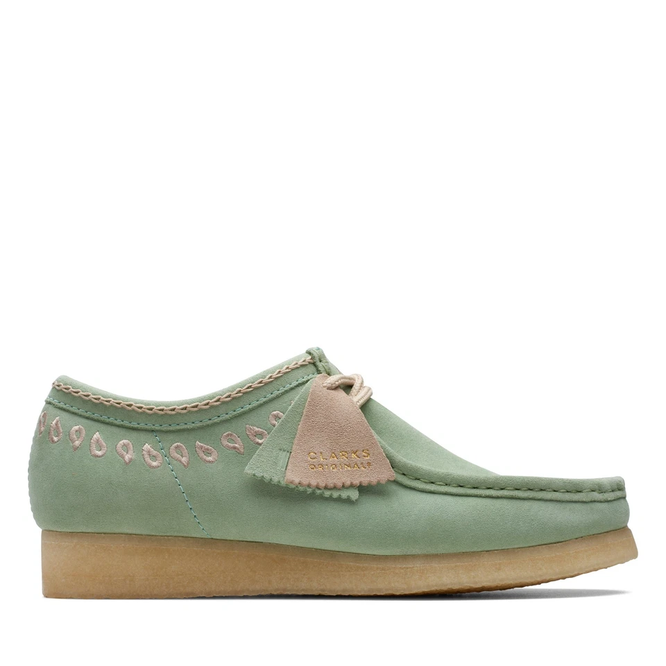 Clarks Originals Mens Wallabee Moccasin Green Suede Casual  Shoes