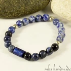 MEN'S LAPIS LAZULI & SODALITE NATURAL GEMSTONE BEADED BRACELET