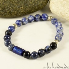 MEN'S LAPIS LAZULI  SODALITE NATURAL GEMSTONE BEADED BRACELET