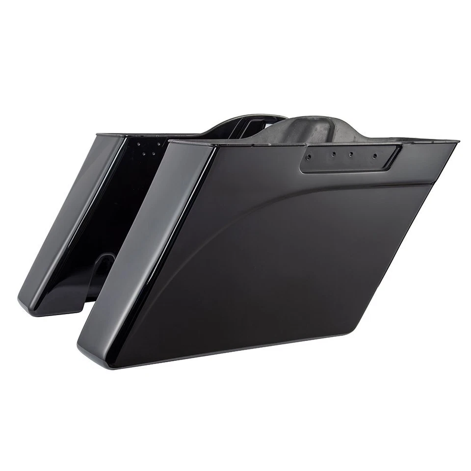 Dual Uncut Vivid Black Stretched Saddlebags Bottoms Rear Fender For 93-13 Harley - Image 4 of 4