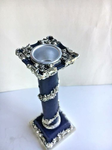 Vintage Pair Mable Silver Candlestick Holder Wonderful Decorated flowers Indigo - Picture 9 of 12