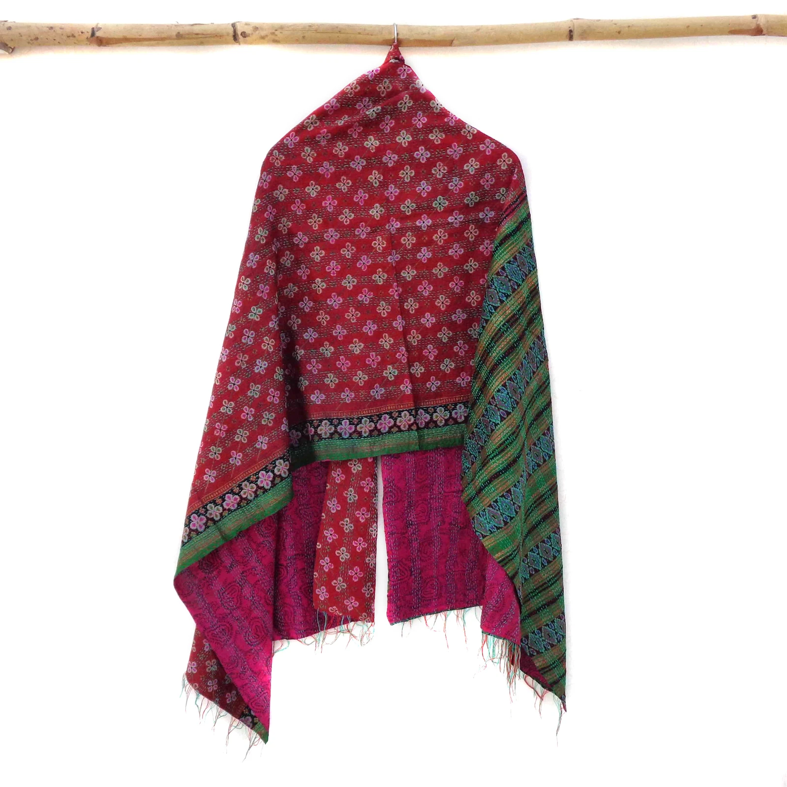 Silk Kantha Scarf Neck Wrap Stole veil Hand Quilted Women Bandanas headband