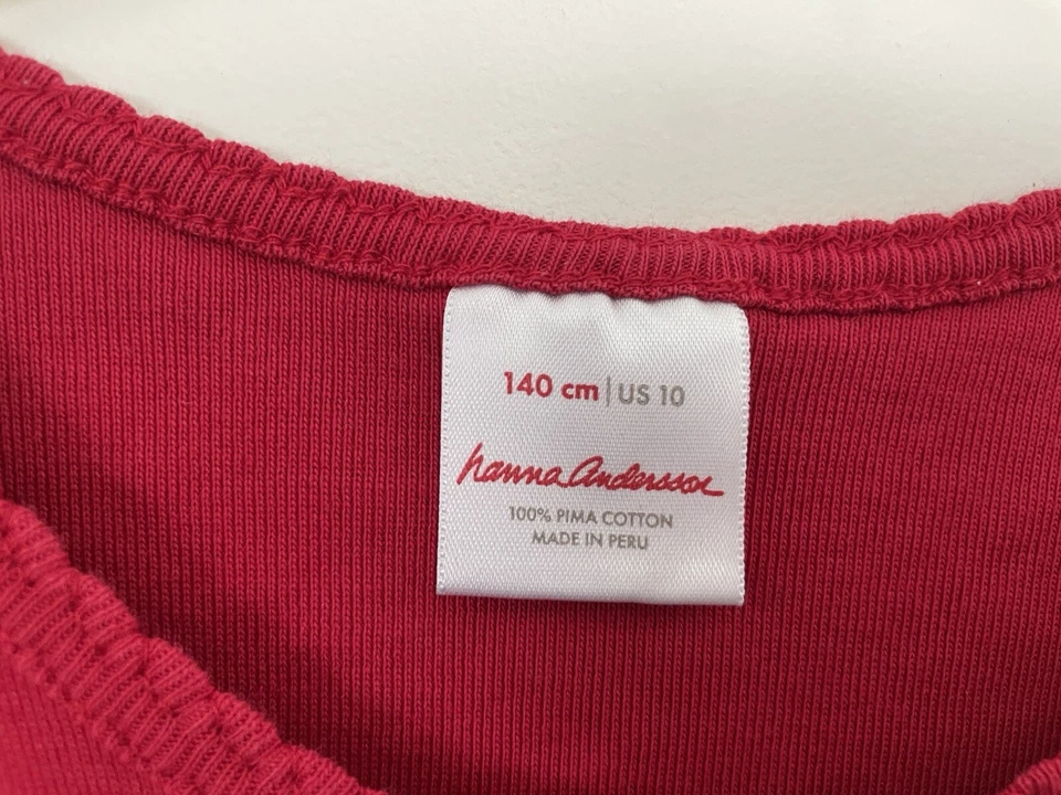 Camiseta Hanna Andersson Niño Niña Roja Sólida 100% Algodón Pima Cuello Redondo Manga Larga 10 Foto 2 de 4