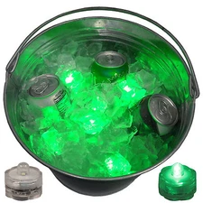 Super Bowl Party Beer Ice Bucket Lights Submersible LED Bright Festive 12 Green