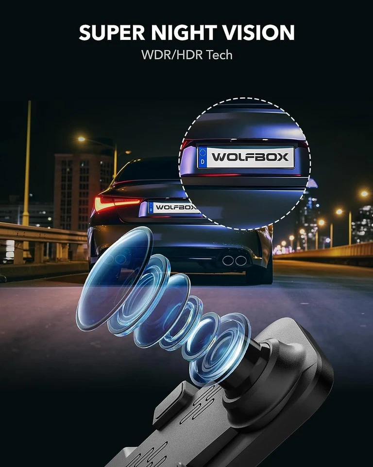 WOLFBOX G840S 12" 4K Dash Camera Mirror Front and Rear Cam Parking Monitor Dash - Image 3 of 4