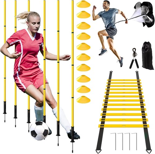 Portable Soccer Agility Training Kit - 24 Pieces Including Ladder & Cones - Picture 3 of 11