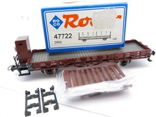 357H0 - Roco H0 47722 - Flachwagen mit Brh / Rungen LEER der DRG - top in OVP