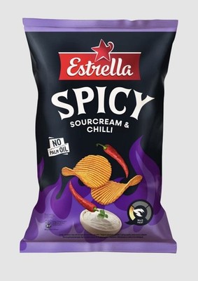 Estrella Spicy Sourcream & Chilli Flavor Potato Chips Bag 115g 4oz