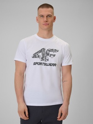 4F Herren-Regular-T-Shirt mit Print - weiß 4FRAW25TTSHM3611-10S