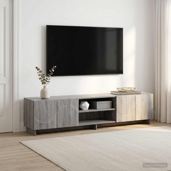 Tv-St?Nder 180 X 34,5 X 40 Cm Sonoma-Grau Holzwerkstoff-image