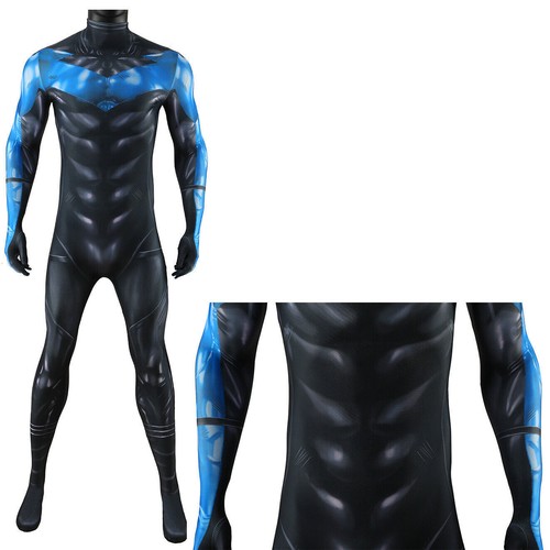 Halloween Blue Nightwing Jumpsuit Superhero Cosplay Bodysuit Costume Adult Kids - Picture 14 of 20