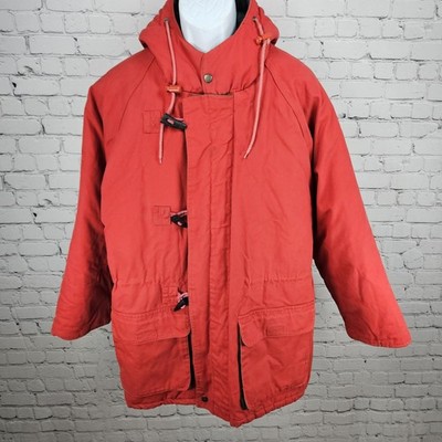 VTG City Boys J Plus Red Hooded Insulated Quilted Lined Toggle Jacket Large L