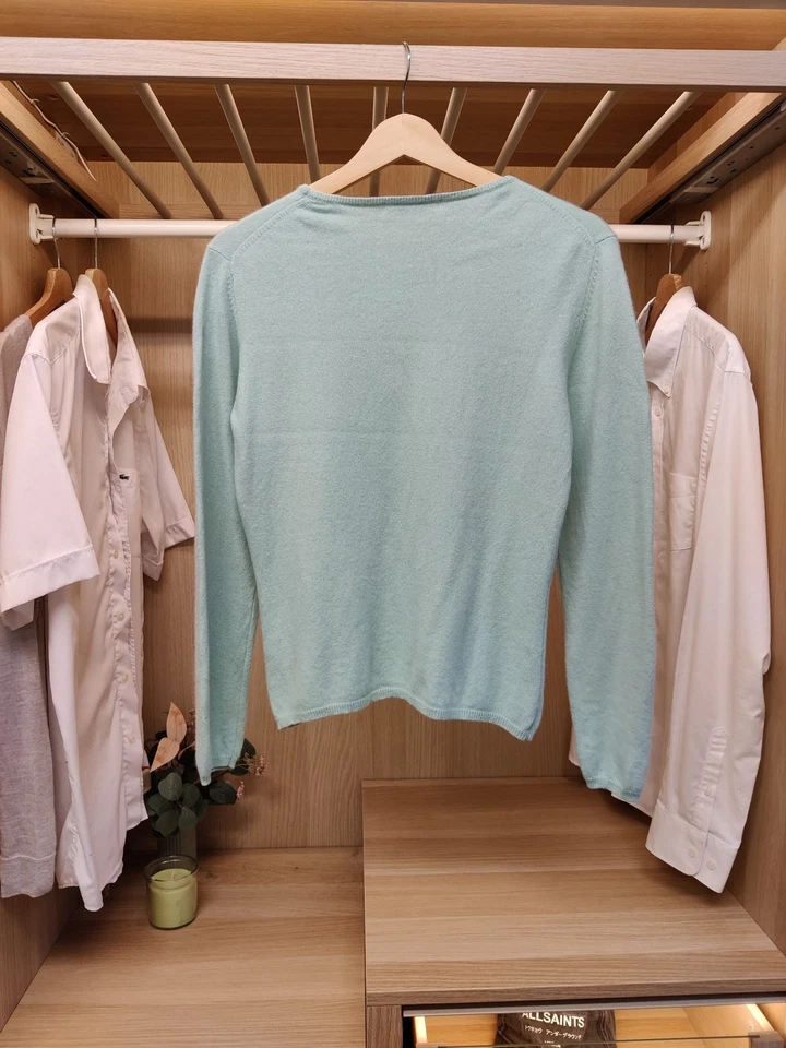 DEANE & WHITE PEQUEÑO JERSEY VERDE MENTA CACHEMIR PURO CREW INFORMAL MUJER Foto 2 de 4