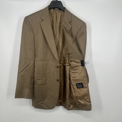 Jos A Bank 100% Wool 41L Tan Gordon Model Mens Blazer Sport Coat Suit Jacket