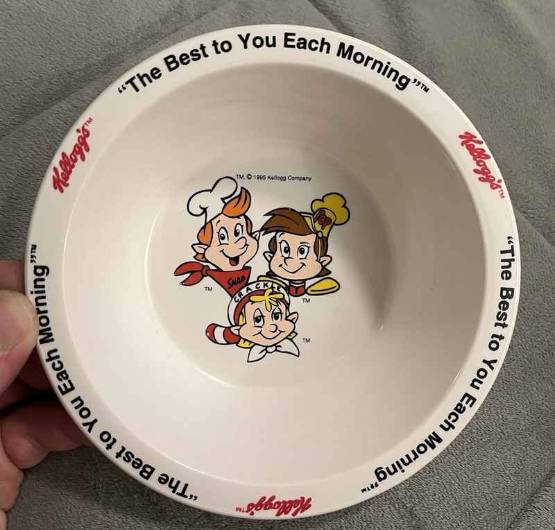 Vintage Kelloggs 1995 Cereal Bowl Plastic Snap Crackle Pop Rice Krispies