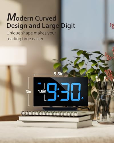 GOLOZA Digital Alarm Clock for Bedrooms with Modern Blue Digit - Picture 2 of 8