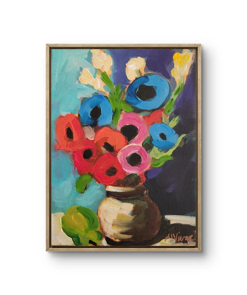 Pintura Expresionismo Abstracto Botánico Fruto Flor MONA VIVAR Original 12x9 Foto 2 de 4