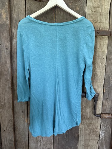 Camicia donna Lucky Brand manica 3/4 morbida scollo a V top tasca taglia large - Foto 7 di 9