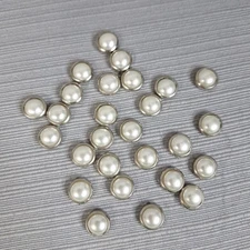 Set of 27 Faux Pearl Capped Prong Snaps White/ Ivory .5"