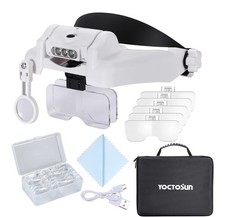 Rechargeable Head Magnifier with 5 Interchangeable Lenses  2 LED Lights